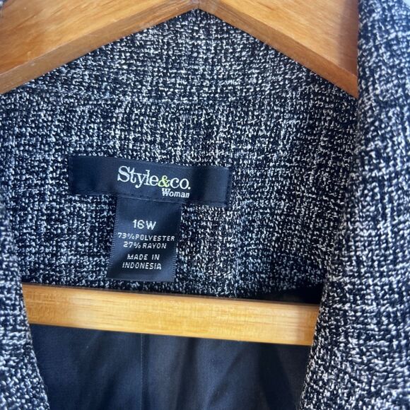 Style & Co Tweed Skirt Suit SET Tailored Career Wear Classic Boss Babe Size 16W - Picture 14 of 16